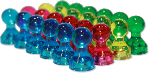 Bullseye Office Assorted Acrylic Push Pin Magnets, 24 Pack - Perfect for Refrigerator, Whiteboard, Office