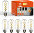 Fishbone LED Filament Vintage Edison Light Bulbs, T45/T14 E26 4W Antique Tubular, 400LM 4000K, 6 Pack