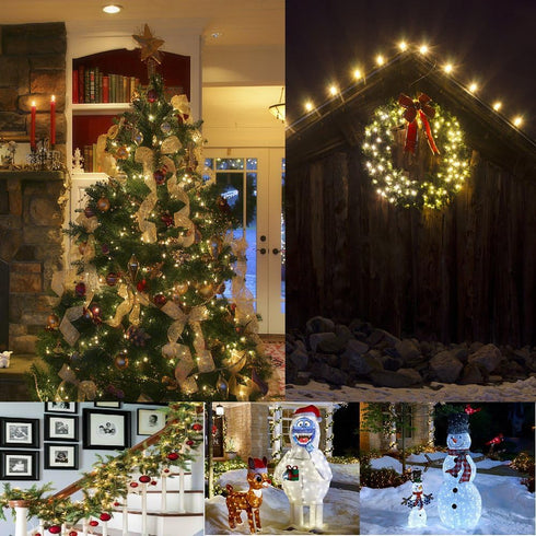 200 8 Set Christmas Lights with Timer - Battery Operated Outdoor String Lights LED Modes Clear Mini Lights for Wedding