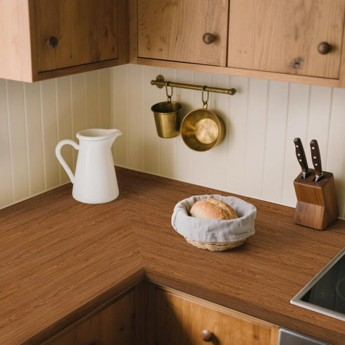 Countertop 11.8''x196.8'' Wood Walnut Conntact Paper Peel and Stick - Brown Wooden Grain Vinyl Wrap Wallpaper Roll