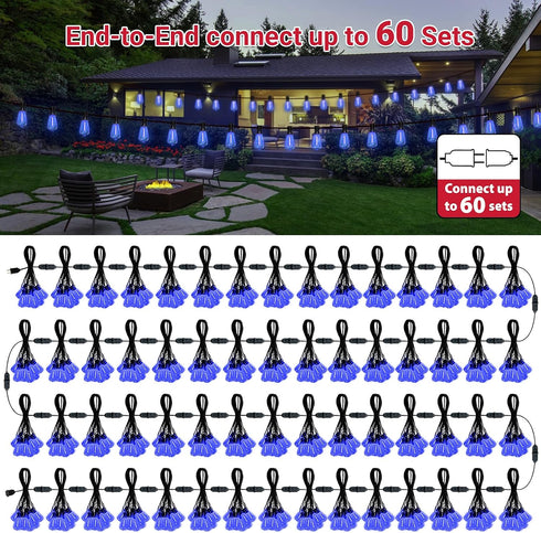 26Ft ST38 12+1 ST38 Bulbs, LAMPHOME Outdoor String Lights, Blue Patio Lights with Edison LED Shatterproof String Lights