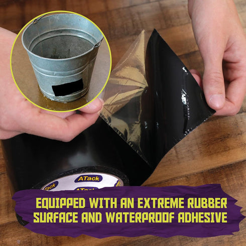 ATack Waterproof Patch and Seal Tape, Black, 4 Inches x 10 Feet for Leak Repair on Pipes & Roof