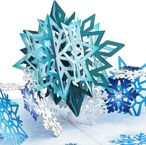 Paper Love 3D Snowflakes Pop Up Card - Gift for Winter, Christmas, 5" x 7" Cover with Envelope and Note Tag