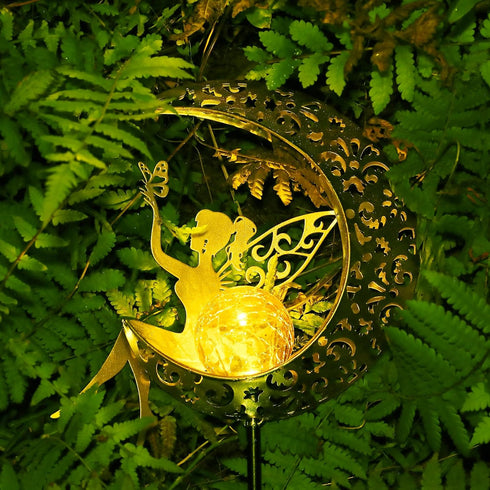 ZKLiLi Solar Lights Garden Decorations,Moon Fairy Light,Solar Statues Outdoor Decor,Warm LED Light for Pathway Lawn