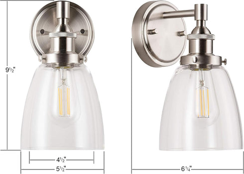 Bulb Linea di Liara Fiorentino Brushed Nickel Wall Sconce Lighting Fixture Farmhouse Bathroom Wall Sconce Bedroom Wall