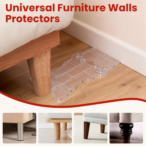 -2 Couch Wall Stopper Pcs Adjustable Clear Wall Spacer, Anti-Slip Furniture Protectors for Bed, Sofa, Table, Fire