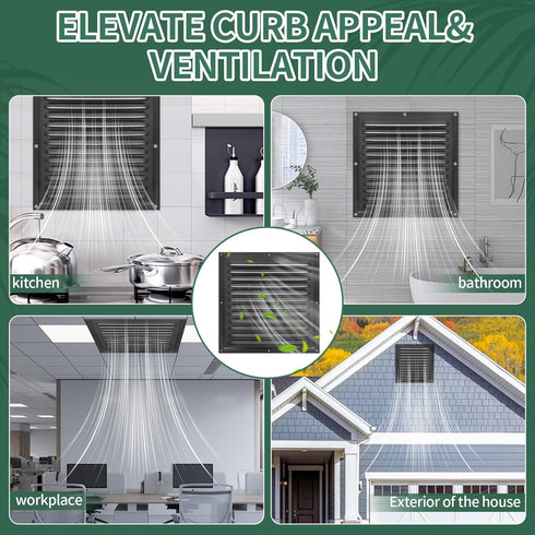 TIHCXNY 2 Pack 10" 10"Inch) (Black x Gable Vents, Aluminum Walls, Lofts, Garages etc with Screened Metal Shed Vents