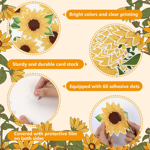 Sunflower Bulletin Board Decoration Set with Butterflies and Motivational Sayings Cutouts for Classroom and Home Decor