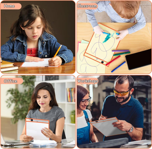 Ndsox 50 Packs Oversized Dry Erase Pockets, Heavy Duty Clear Plastic Document Sleeves for Teacher Classroom