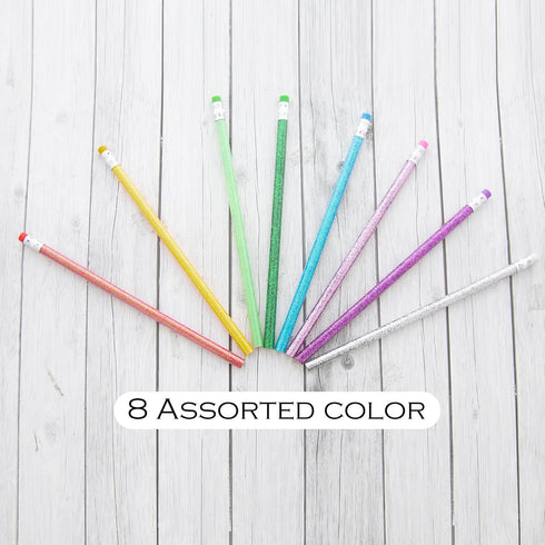BAZIC Wood Pencil Glitter Metallic Pencils, 8/Pack, Latex Free Eraser, 2-Packs