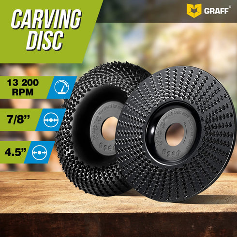 GRAFF Premium Wood Carving Disc 4 1/2 Inch for Angle Grinder, Shaping and Grinding Wheel for Woodworking