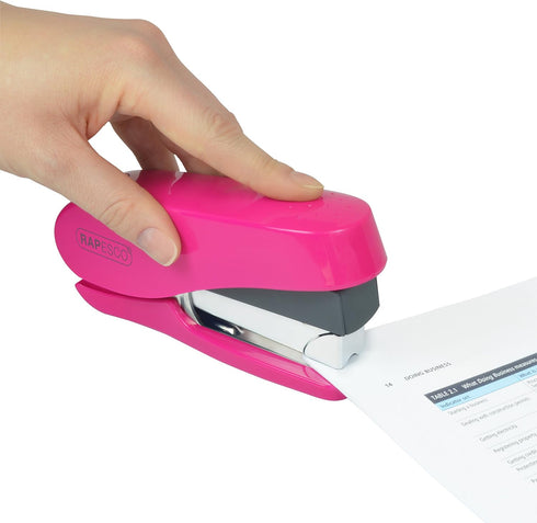 Rapesco 1468 Luna Less Effort Stapler with 2000 Staples, 50 Sheet Capacity, Hot Pink by RAPESCO