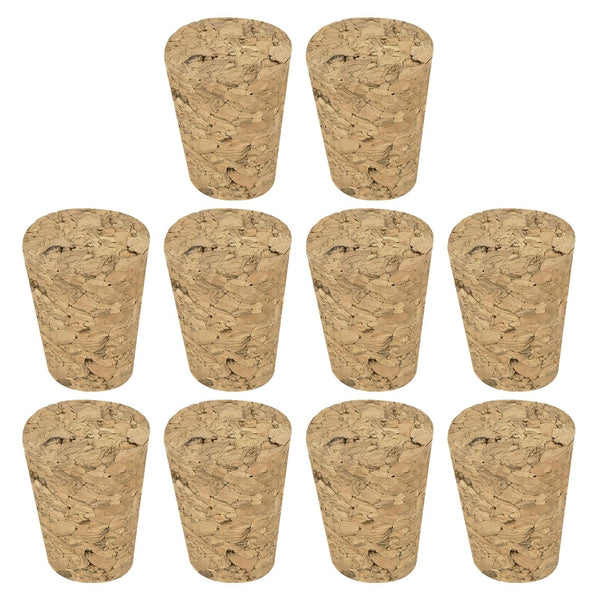 MECCANIXITY Tapered Cork Stoppers, Wooden, Leakproof, 17x12x22mm, Dark Wood Color, Pack of 10 for Lab Supplies