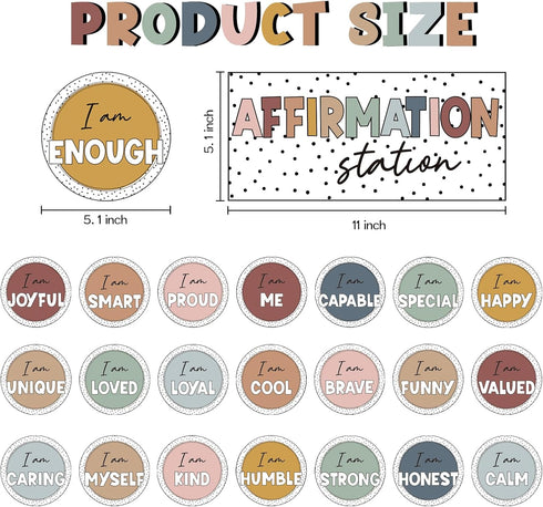 Boho Affirmation Station Bulletin Board Set Rainbow Positive Affirmations Bulletin Board Decorations for Classroom Mirror Wall Bulletin Board