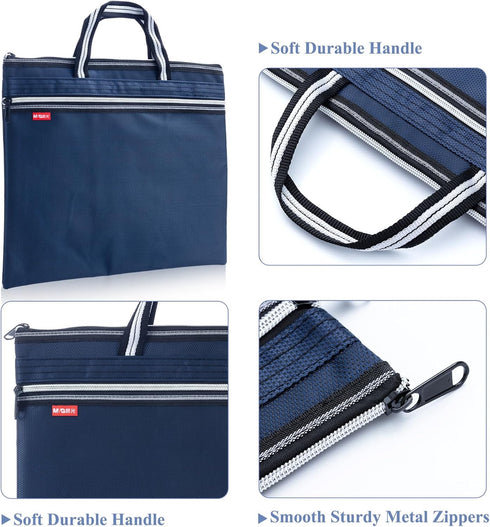 M&G Zipper Pouch with Handle - 12x15 in Large Pocket File Bag, Double-Layer Large Capacity Waterproof, A4 Foldable