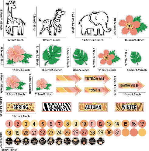 Safari Jungle Animal Calendar Bulletin Board Set - CTP Bulletin Board Calendar, Seasons, Weather Chart for Classroom