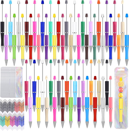 Vellibring 150 Pcs DIY Beadable Pen Kit Multicolor Bulk Ballpoint DIY Crafting Pens