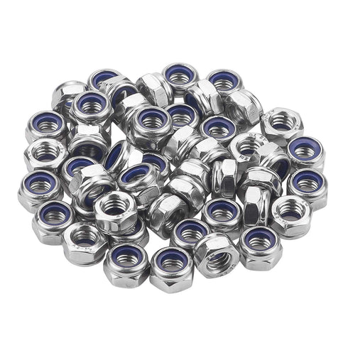 M6 x 1.0mm 304 Stainless Steel Self-Lock Hex Lock Nuts, Self Clinching Nuts, 50 PCS