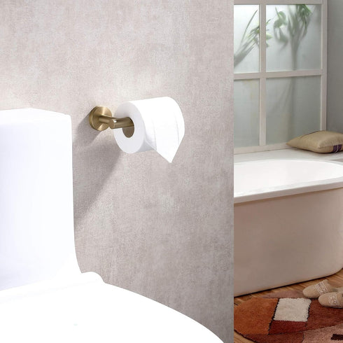 Toilet Paper Holder SUS304 Stainless Steel Round Size Brushed Gold 2 Pack by TASTOS