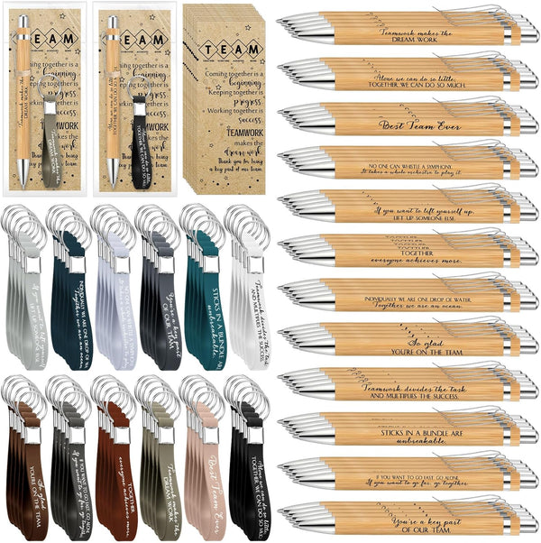 Sayglossy 60 Sets Team Gifts Bulk for Employee Motivational Bamboo Pens with Silicone