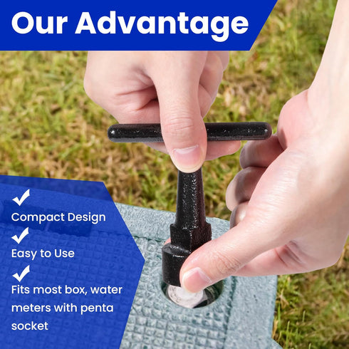 Enhon Curb Box Wrench for Pentagon Curb Boxes, Water Meter Wrench for Penta Socket, T Handle Penta Wrench