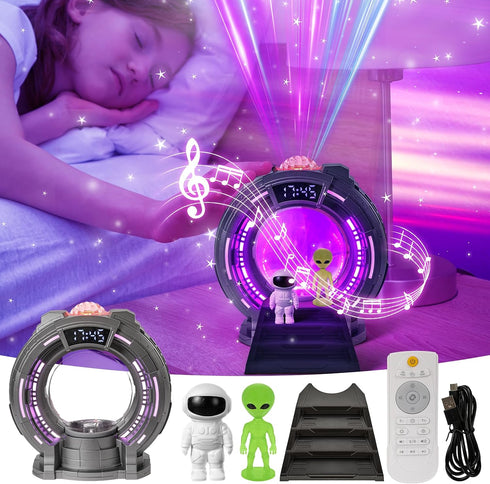 Dacnod Galaxy Northern Lights Projector Plasma Ball Night Light Aurora Projector Remote Control White Noise Bluetooth