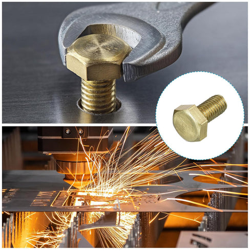 Hex Head Screw Bolt 5Pcs (M10-1.5x20mm), Brass Fully Threaded Solid Hex Bolts for Machinery Repair