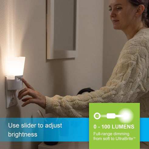 Dimmable 45123, 1 Pack, GE Ultrabrite Sconce LED Night Light GEPlug-In, Energy Efficient, Dusk-to-Dawn Sensor