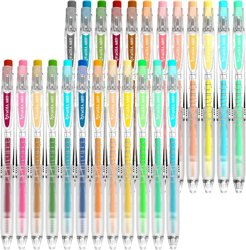 Retractable Gel Pens - 24 Colors Cute Pen Set for Adult Coloring, Art and School Supplies