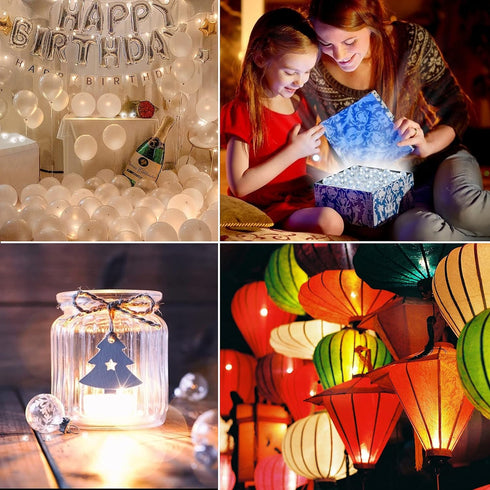 100pcs Aogist White Balloon Lights,Long Standby Time Waterproof Mini Light,Battery Powered,Round LED Ball Lamp