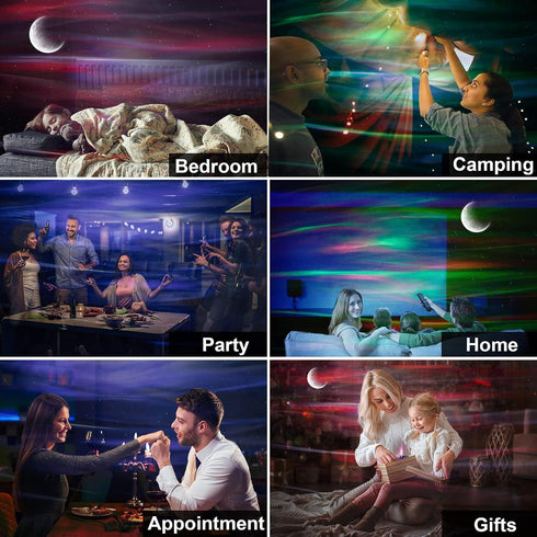 Cadrim Star Projector with Bluetooth Speaker Remote, Galaxy Projector Northern Lights Aurora Projector with Moon Star