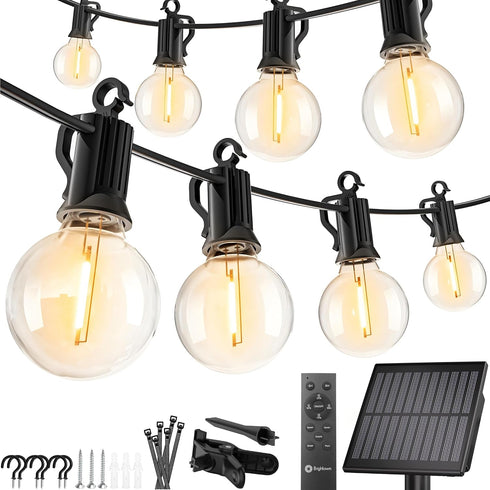 Brightown Solar String Lights Outdoor Waterproof with Remote Cable Ties and Hooks,