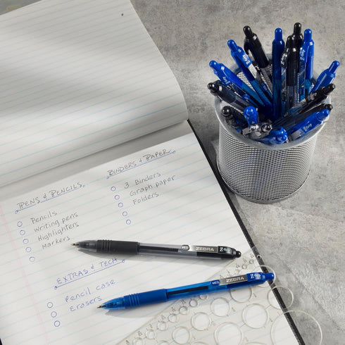 Zebra Pen Z-Grip Retractable Ballpoint Pen, Fine Point 0.7mm, 30-Pack Assorted Black/Blue Ink