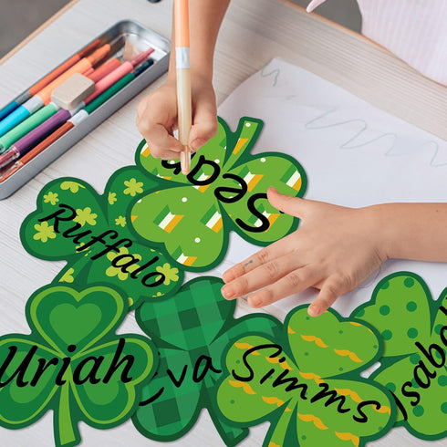 St. Patrick Shamrock Bulletin Board, 121P Classroom Decor with Clover Gold Rainbow Stockpot Cutouts for Home