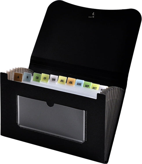 Lion 13-Pocket Small Expanding File, 5-3/4 x 8-1/2 Inches, Black, 1 File (94300-BK)