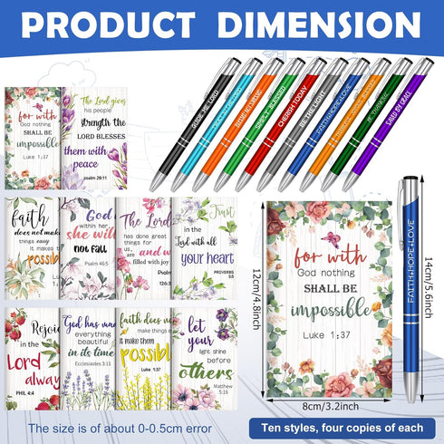 Seajan 80 Pcs Inspirational Gifts Set, 40 Motivational Ballpoint Pens, 40 Floral Prayer Journals for Women