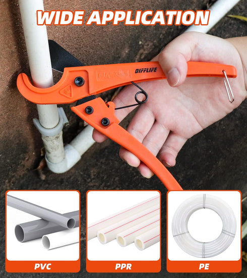 Pipe Cutter, High Performance Ratchet-type Tool for One-hand Fast Cutting of PVC PPR PE PEX Plastic Pipe