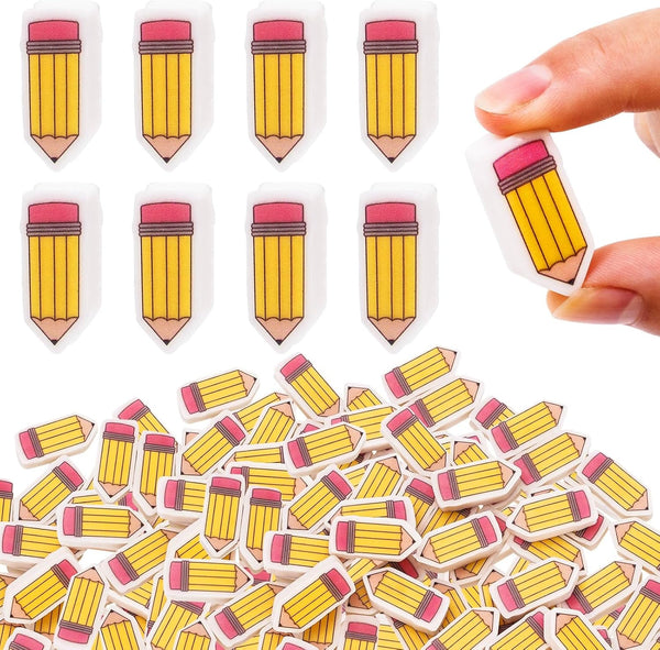 Whaline 60Pcs Back to School Pencil Shape Mini Erasers Cute Collection for Classroom Stationery Party Favors