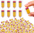Whaline 60Pcs Back to School Pencil Shape Mini Erasers Cute Collection for Classroom Stationery Party Favors