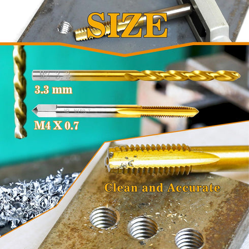 M4x0.7 3.3mm M2 Set, Tap and Drill Bit Kit, HSS Metric Drill and Tap Combination of Drill and Tap Kit for Metal