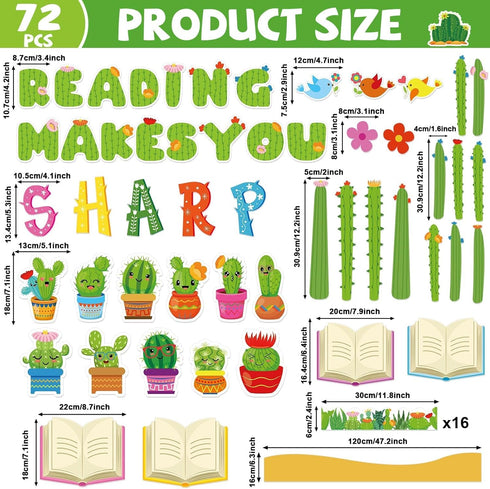 gisgfim Cactus Reading Bulletin Board Decorations Set Classroom Craft School Library Home Wall Decor