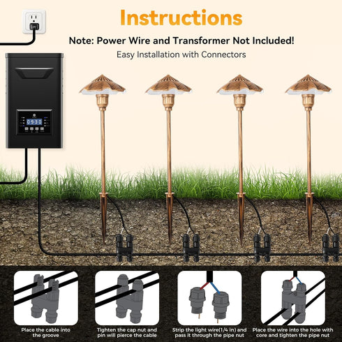 12V 3CCT 3000K-5000K 18 2 Pack LED Low Voltage Landscape Lighting, Landscape Lighting Kit with Connectors, Tall LED Low