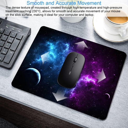 Galaxy Mouse Pad - Personalized Blue and Purple Nebula Design with Anti-Slip Rubber Base, 9.5 x 7.9 inch
