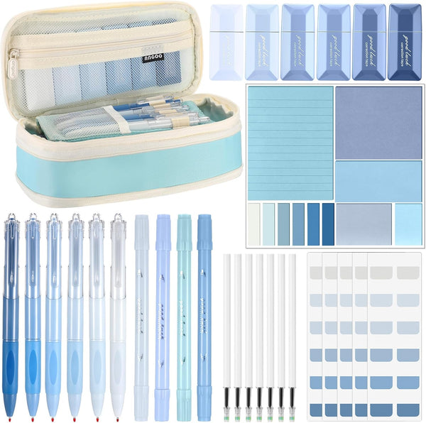 Janlaugh 38 Pcs Aesthetic College School Supplies, Pen Case, Sticky Notes, Gel Pens, Highlighters for Girls Students