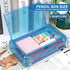 Plastic Pencil Box, Large Capacity Pencil Case, Pencil Boxes Double Layer for Kids Adults, Colored Pencil Case, Hard Crayon Box Storage with Snap-Tight Lid for School Office Supplies (Blue)