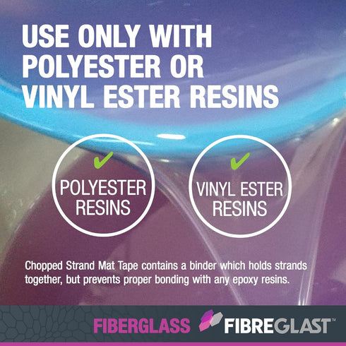 Fibre Glast Fiberglass Chopped Strand Mat Tape - 1.5 Ounces, 4 Inches Wide, 10 Yard Long Roll, Made in USA