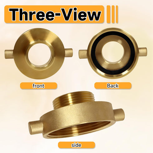 2-1/2"NH NST Female x 1-1/2" NPT Male Fire Hydrant Adapter, Brass Fire Equipment for Fire Hose