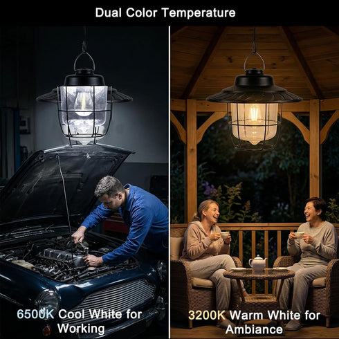 IP65 Sumaote Solar Shed Light Indoor Outdoor, Warm White & Cool White Pendant Light with Pull String, Waterproof Solar