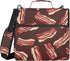Fisyme Bacon Pattern Zipper Binder 3 Ring with Zipper and Shoulder Strap Large