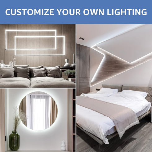 16.4ft Dimmable 6000K 300 2835, 3M Lepro LED Strip Light White, Vanity Lights, Super Bright LED Tape Lights, LEDs